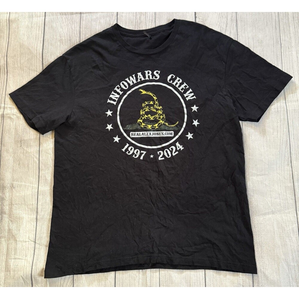 Alex Jones Infowars Crew T Shirt 1997 2024 27 Year Anniversary Size Large Rare